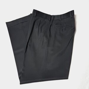 Brooks Brothers 346 Pants Mens 35x32 Black 100% Wool Pleated Cuffed Dressy